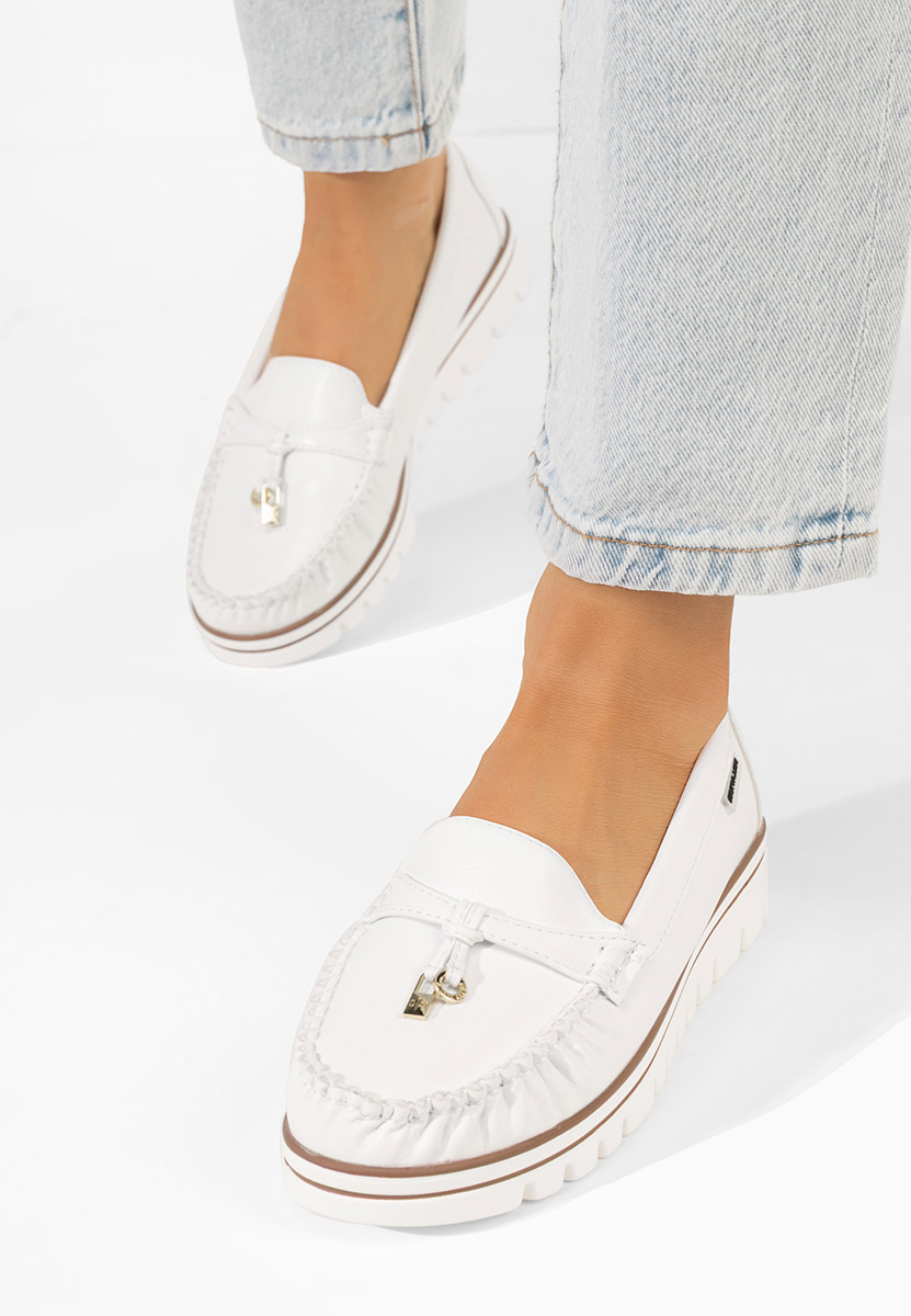 Mocasini dama Adrianne albi