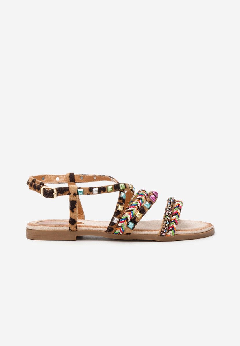 Sandale dama fara toc Letty leopard