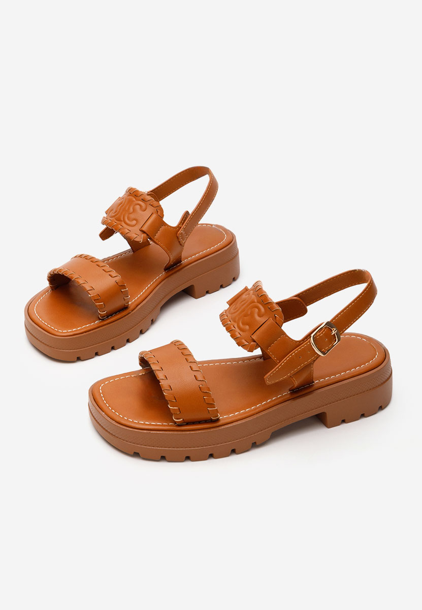 Sandale dama fara toc Loryanna camel