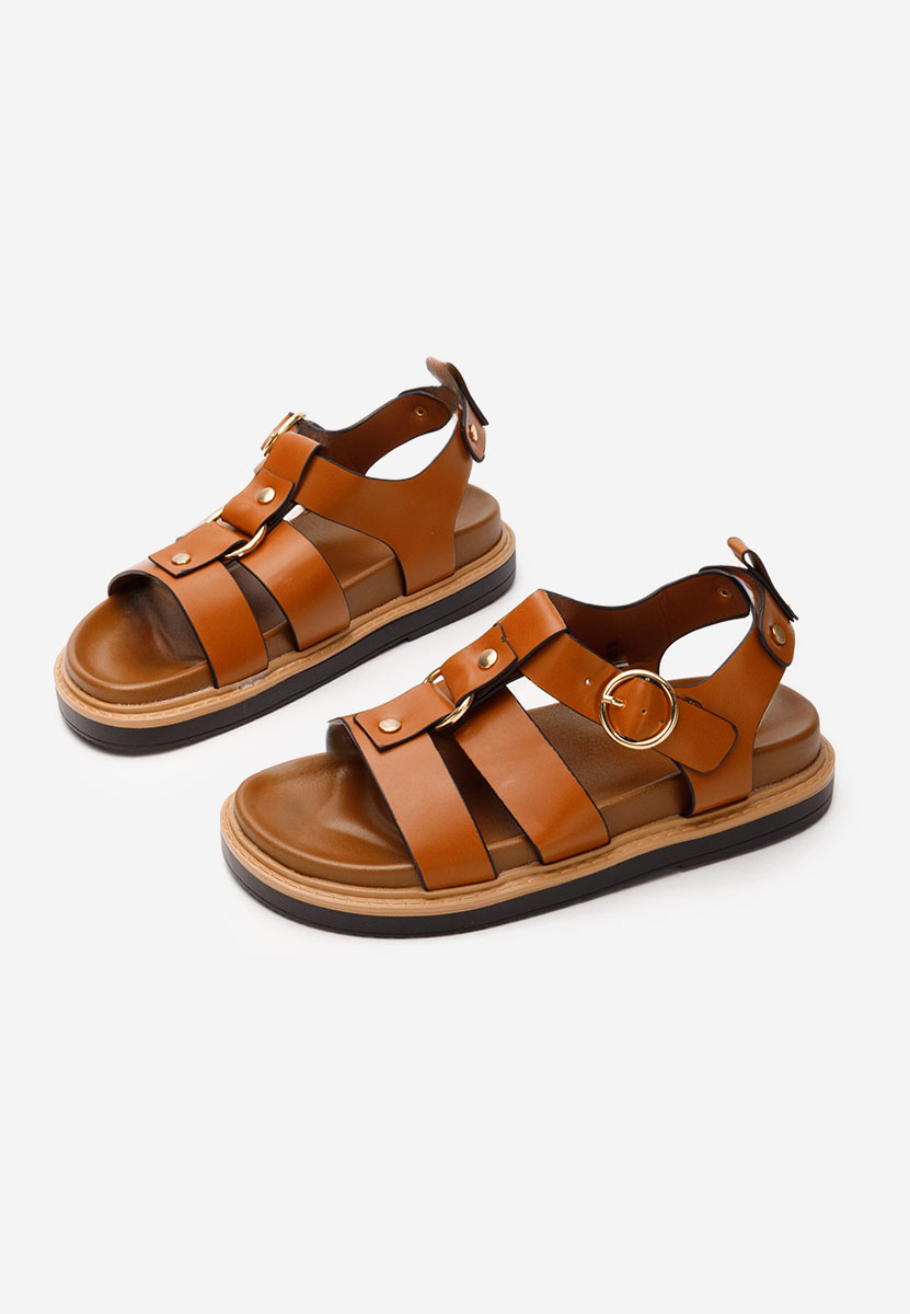 Sandale dama fara toc Lindsaya camel