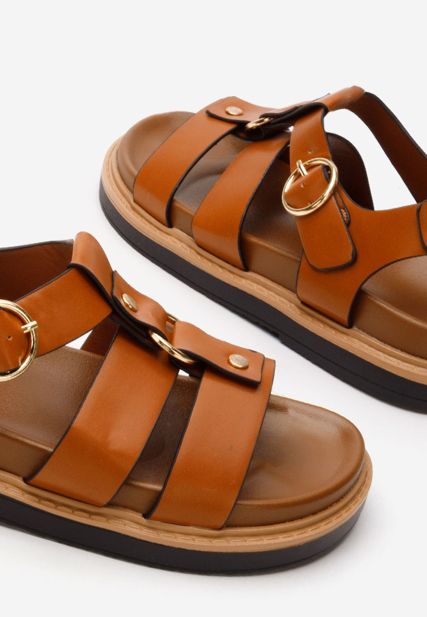 Sandale dama fara toc Lindsaya camel