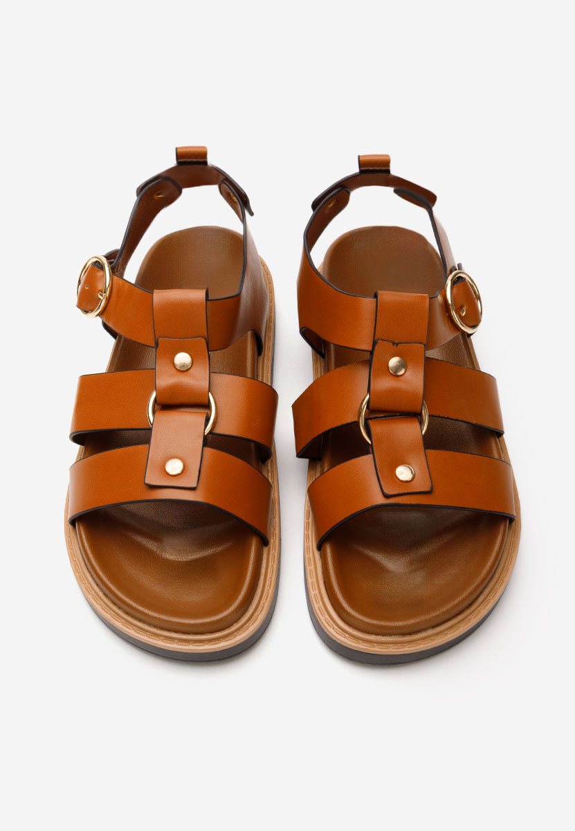 Sandale dama fara toc Lindsaya camel