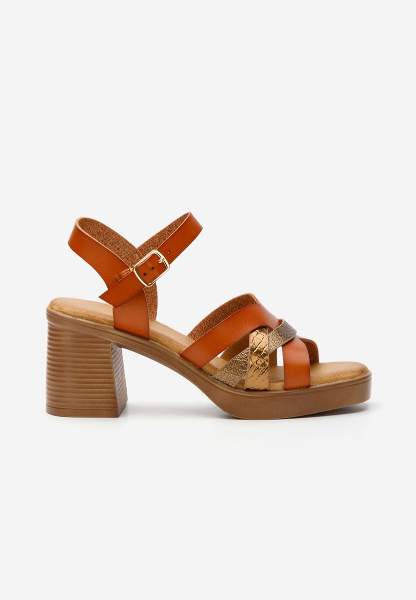 Sandale cu toc gros Paulita camel