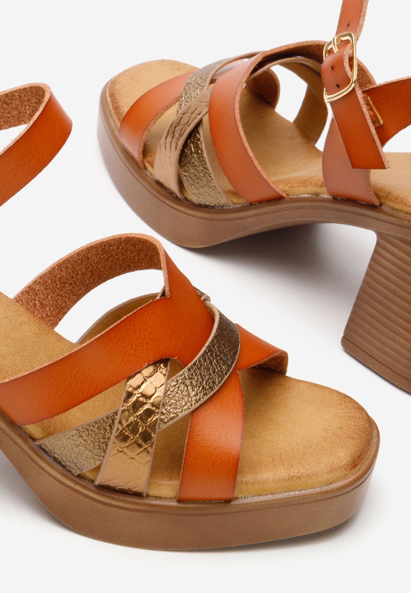 Sandale cu toc gros Paulita camel