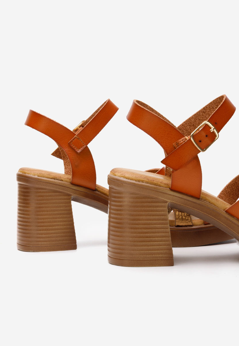 Sandale cu toc gros Paulita camel