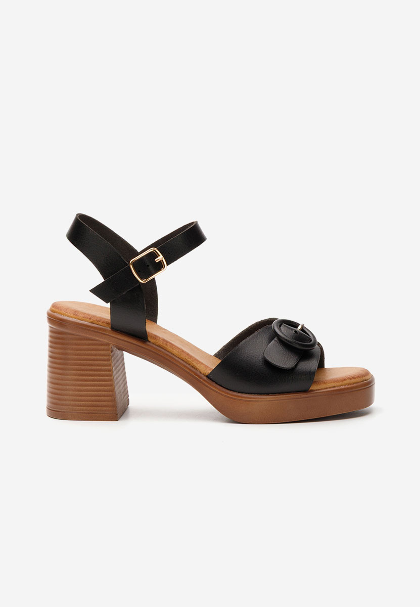 Sandale cu toc gros Almeta negre