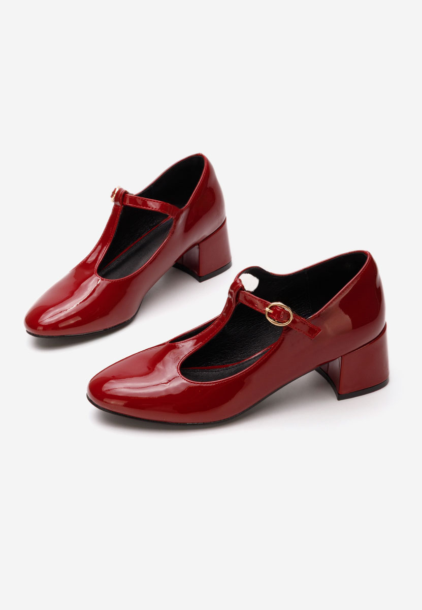 Pantofi cu toc gros Kiora rosii