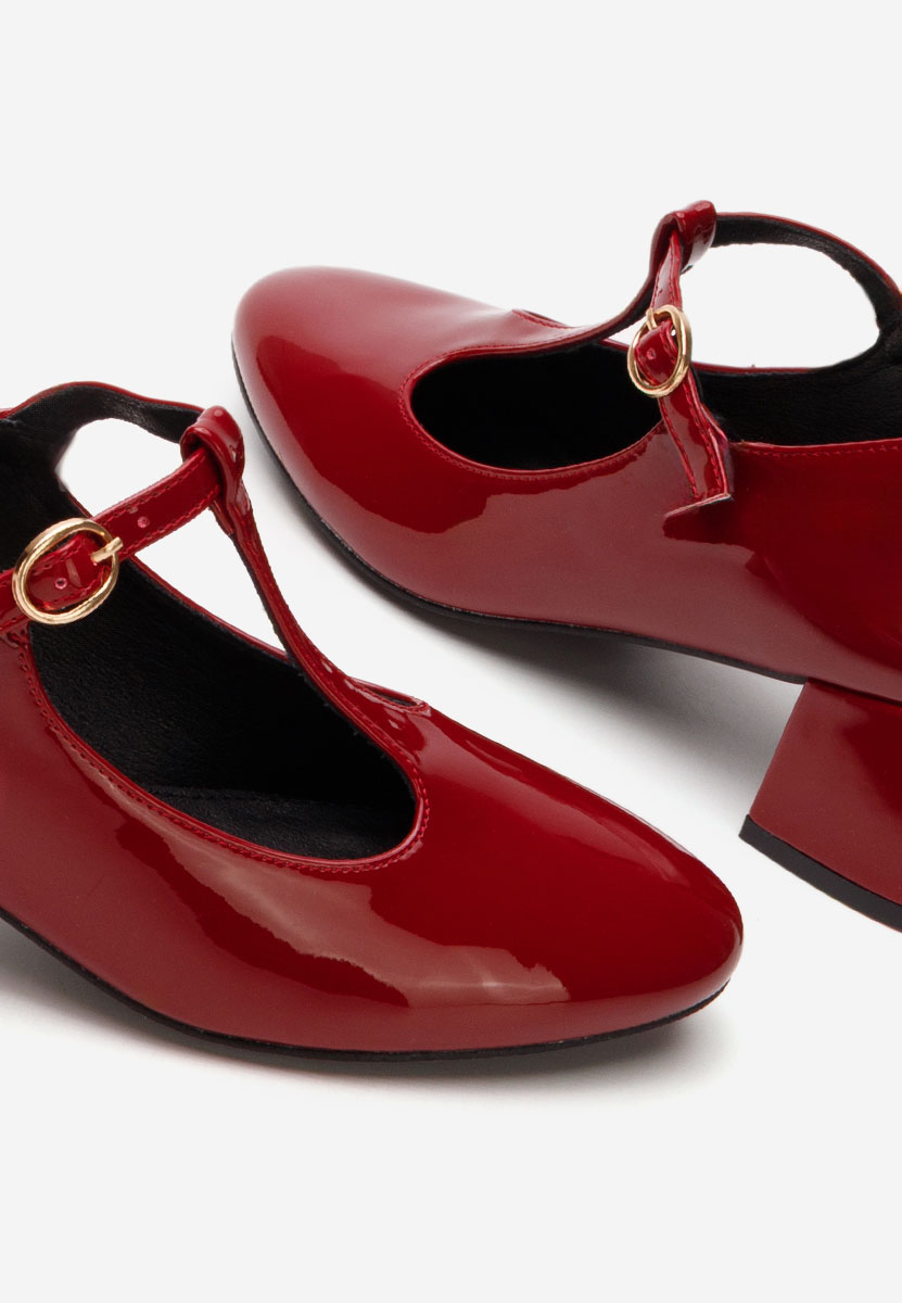 Pantofi cu toc gros Kiora rosii