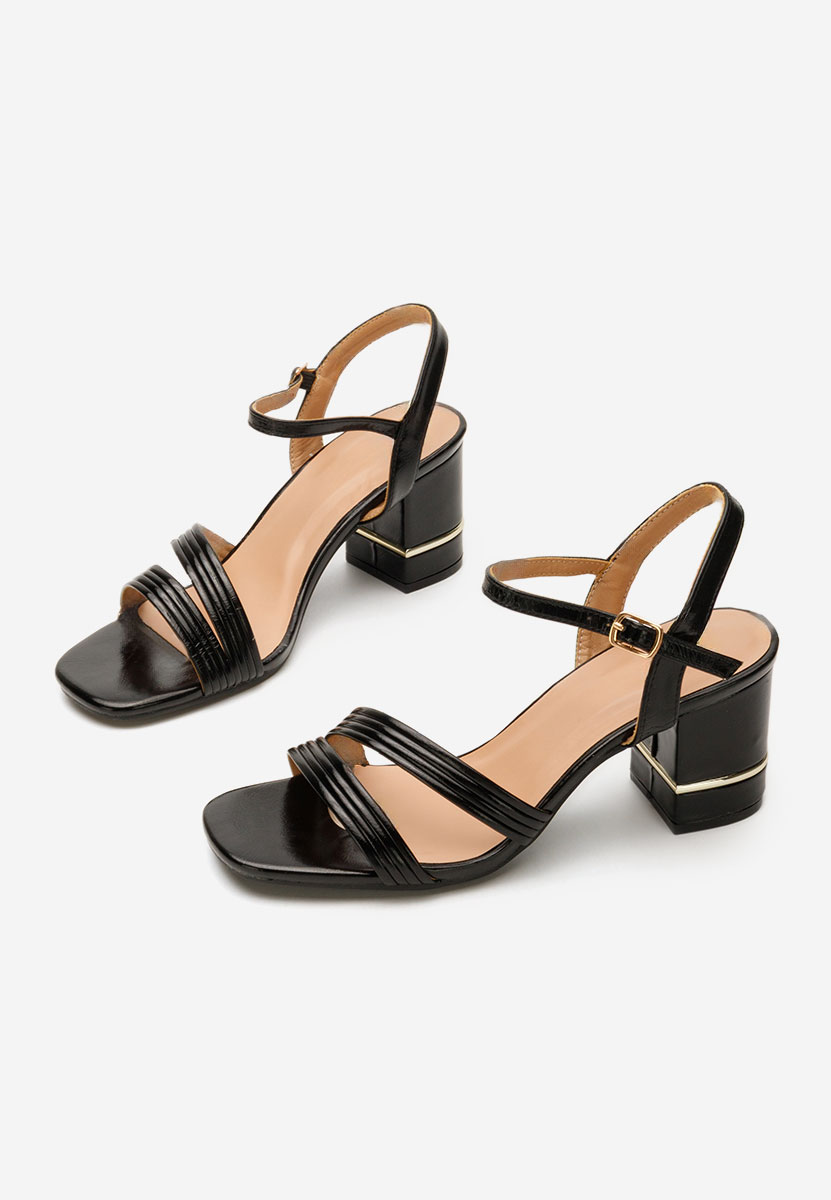 Sandale cu toc gros Shanella negre