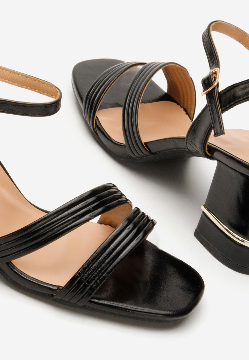 Sandale cu toc gros Shanella negre