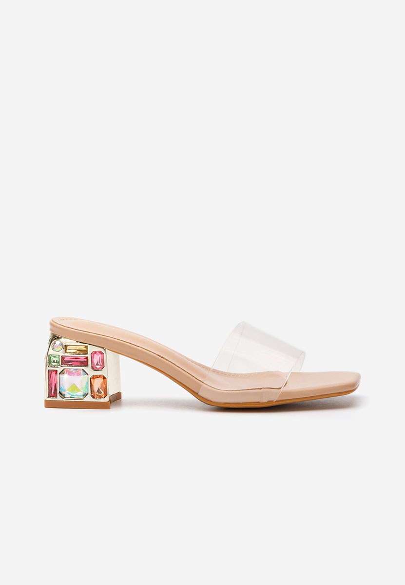 Sandale cu toc gros Sherra nude