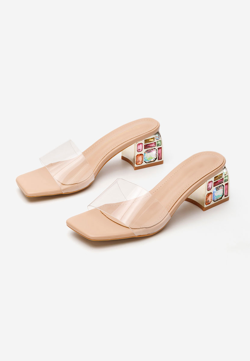 Sandale cu toc gros Sherra nude