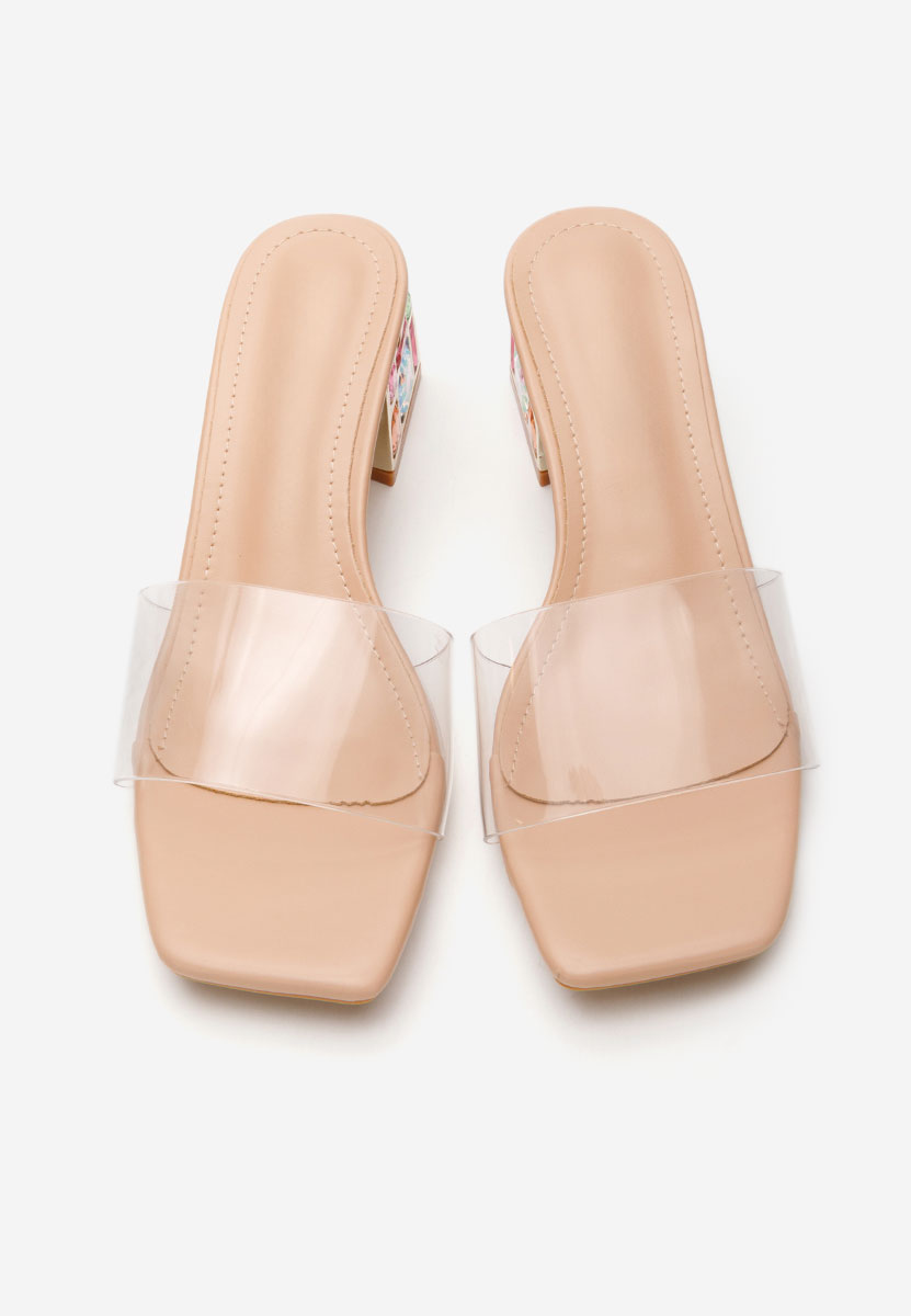 Sandale cu toc gros Sherra nude