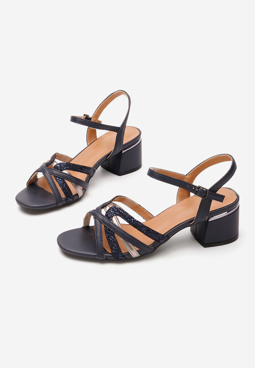 Sandale cu toc gros Jennea navy