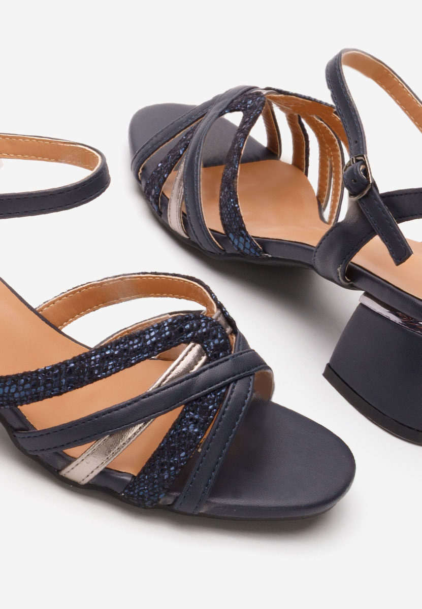 Sandale cu toc gros Jennea navy