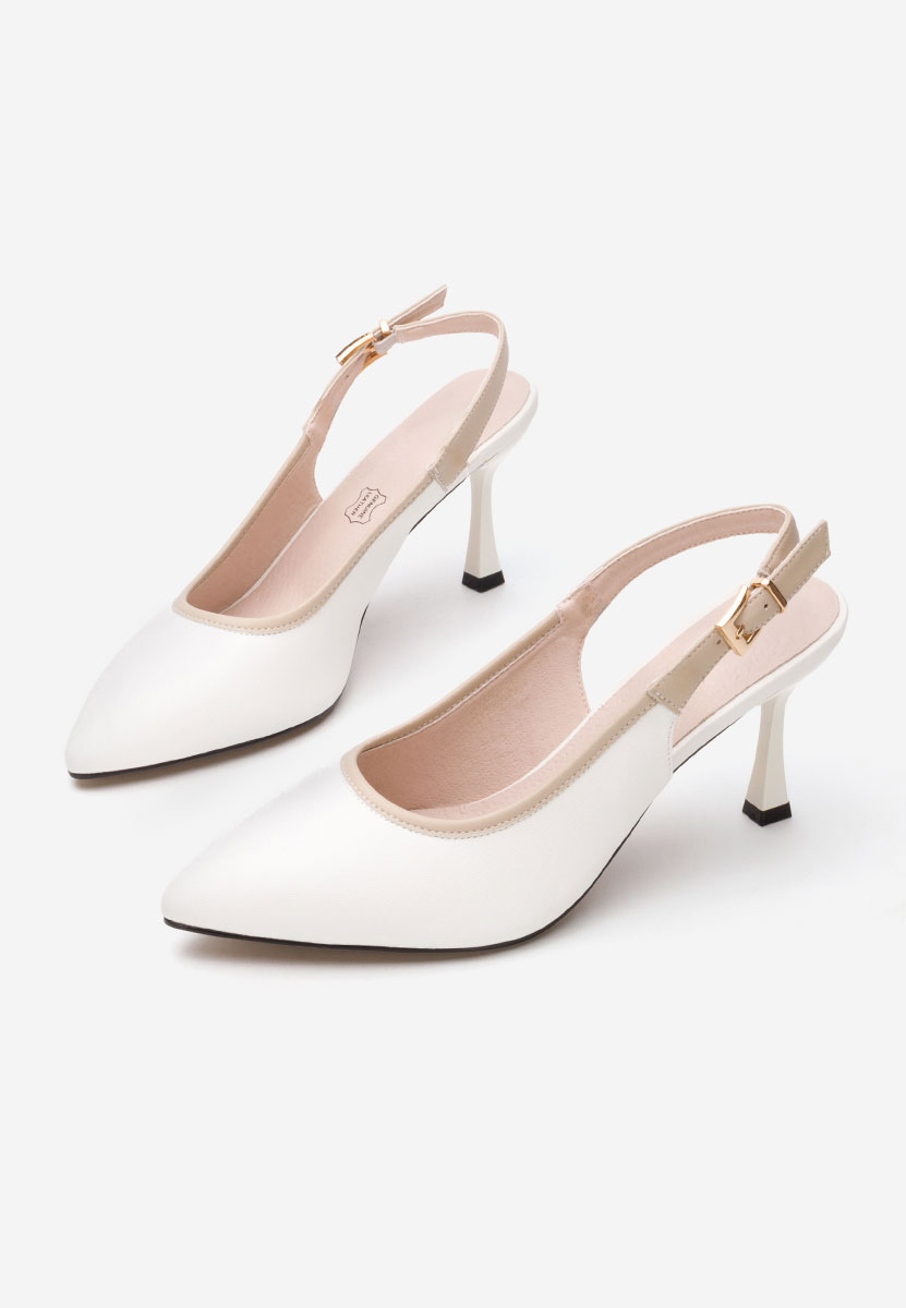 Pantofi slingback Lessy albi