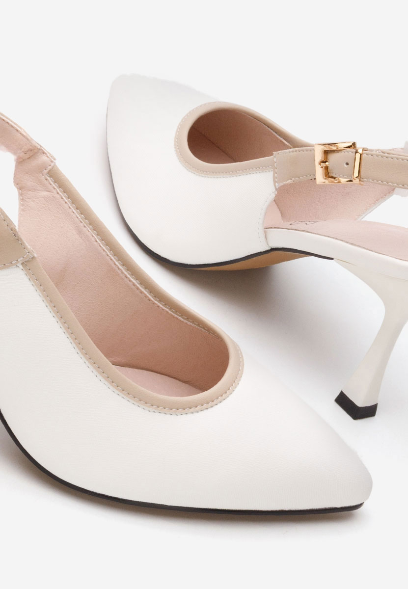 Pantofi slingback Lessy albi