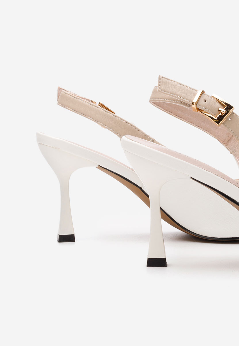 Pantofi slingback Lessy albi
