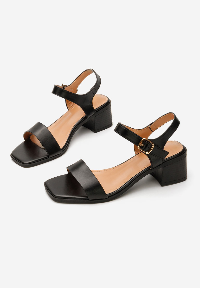 Sandale cu toc gros Brianne negre
