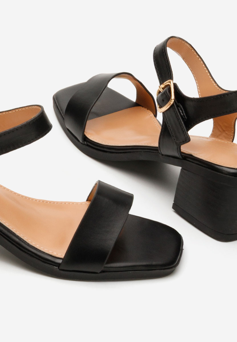 Sandale cu toc gros Brianne negre