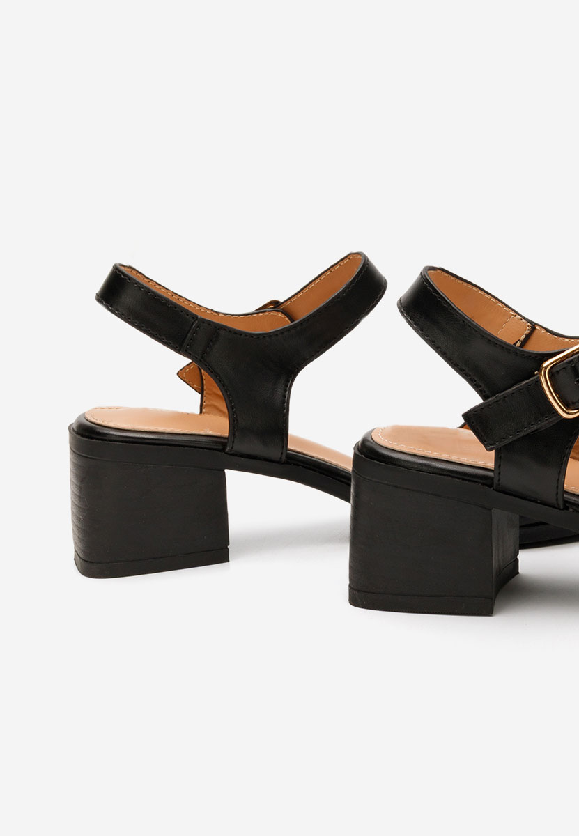Sandale cu toc gros Brianne negre