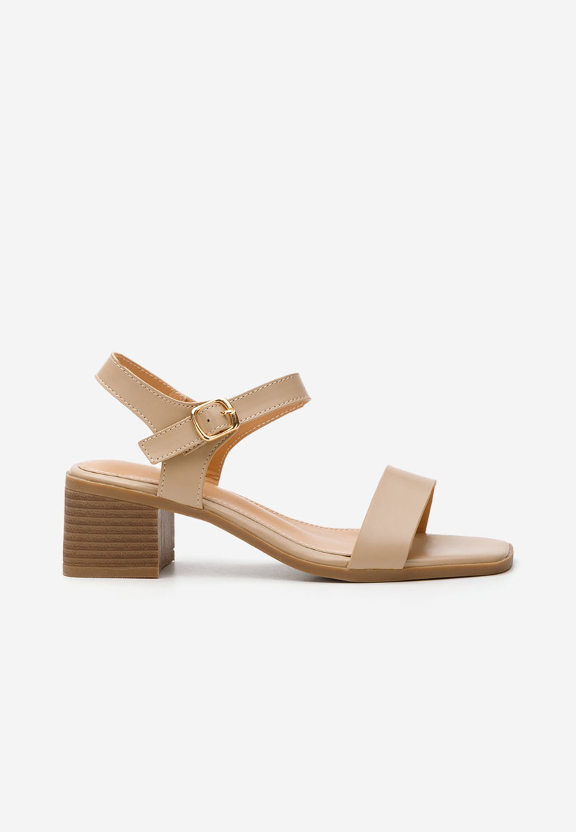 Sandale cu toc gros Brianne kaki