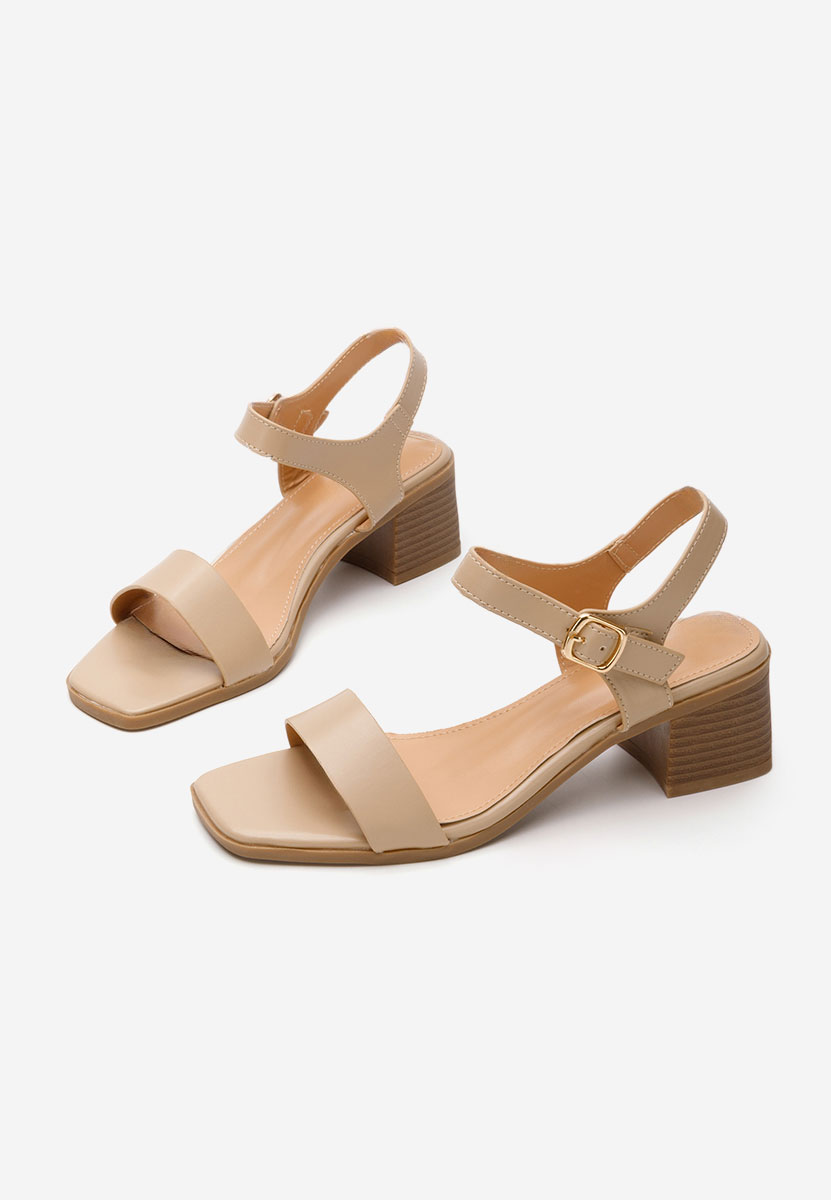 Sandale cu toc gros Brianne kaki