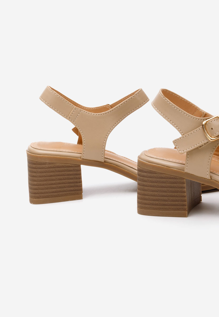 Sandale cu toc gros Brianne kaki