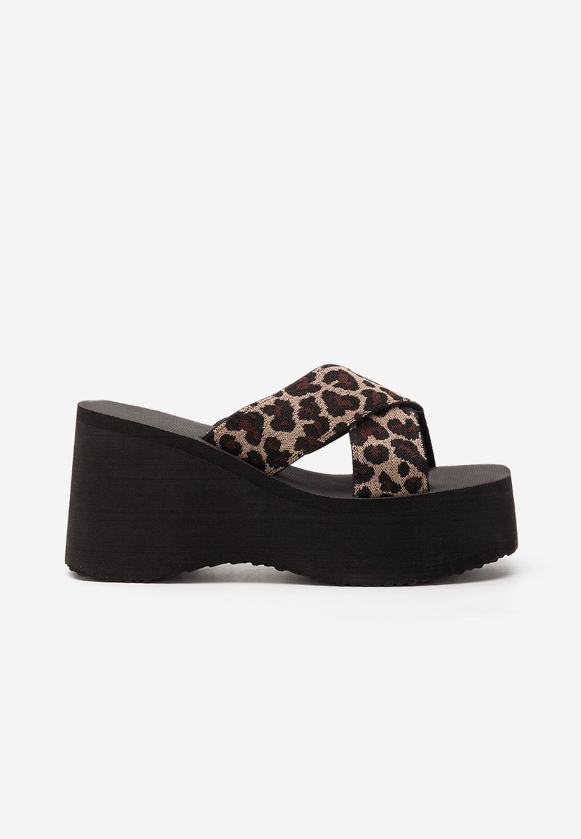 Papuci cu platformă Rania leopard
