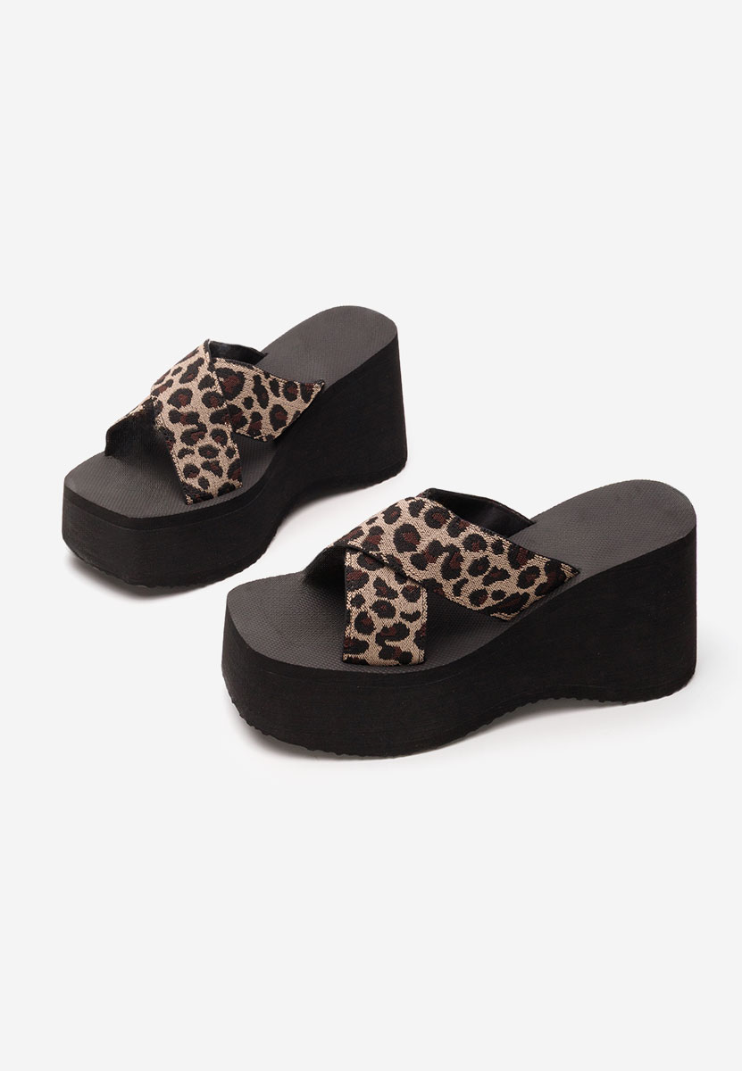 Papuci cu platformă Rania leopard