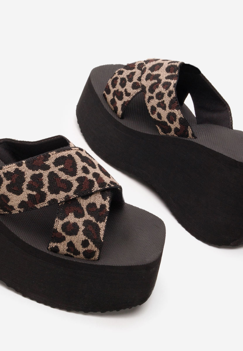 Papuci cu platformă Rania leopard