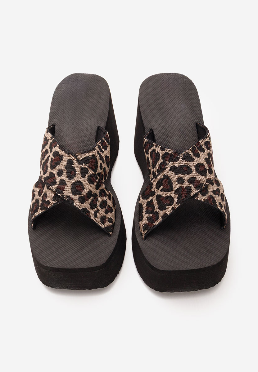 Papuci cu platformă Rania leopard