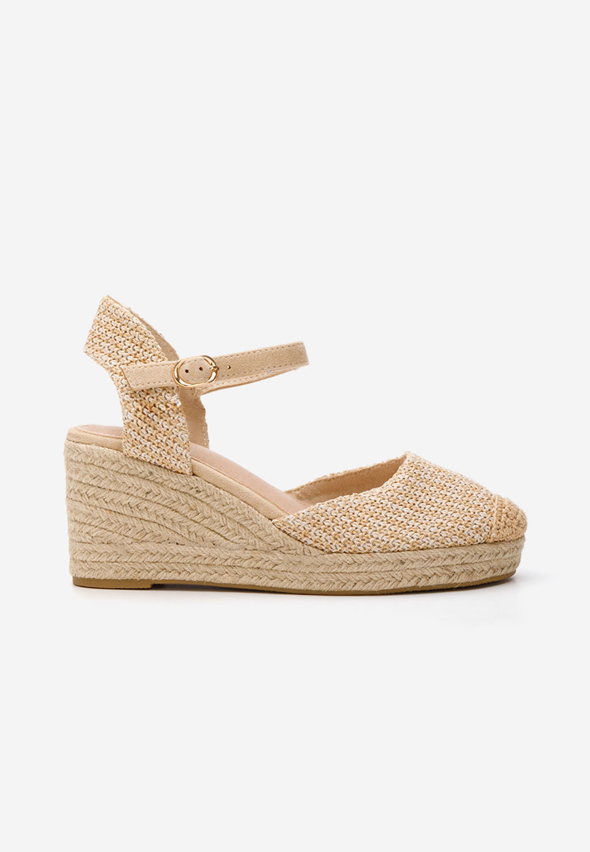 Sandale cu platforma tip espadrile Paty kaki