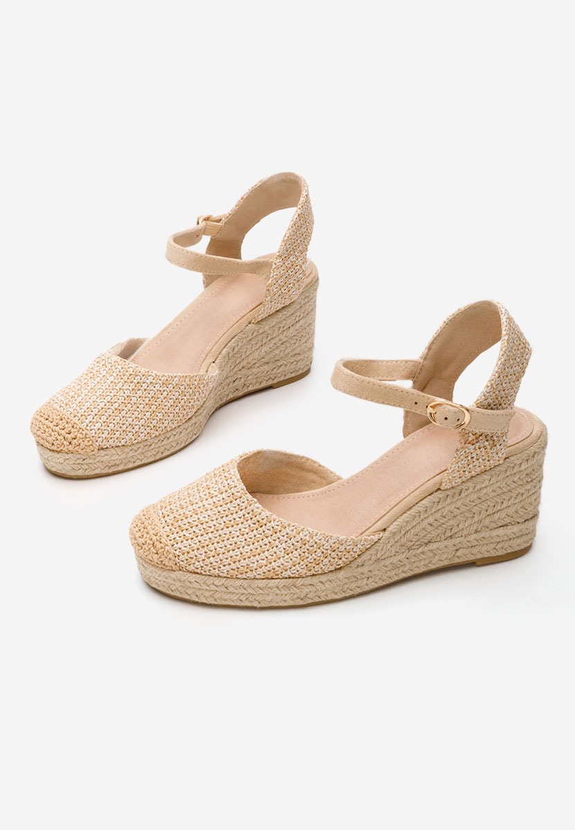 Sandale cu platforma tip espadrile Paty kaki