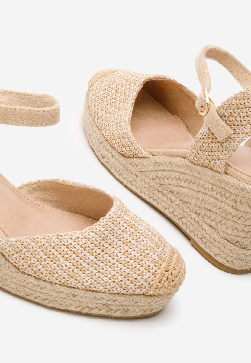 Sandale cu platforma tip espadrile Paty kaki