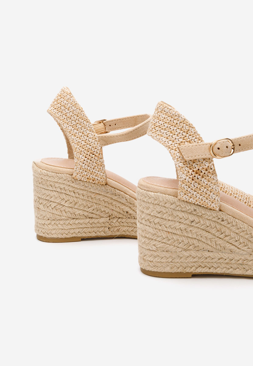Sandale cu platforma tip espadrile Paty kaki