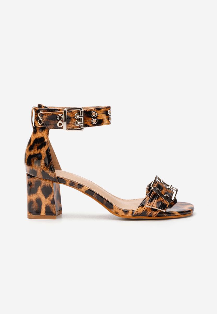 Sandale cu toc gros Grisela leopard