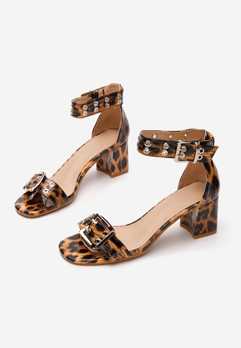 Sandale cu toc gros Grisela leopard