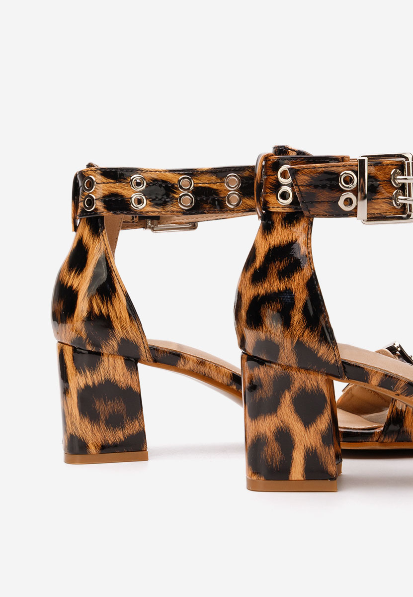 Sandale cu toc gros Grisela leopard