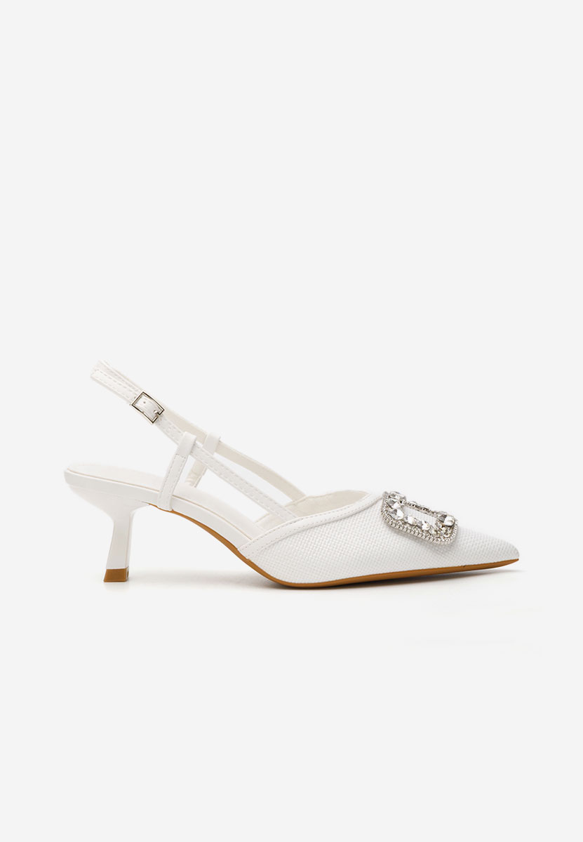 Pantofi slingback Kristenys albi