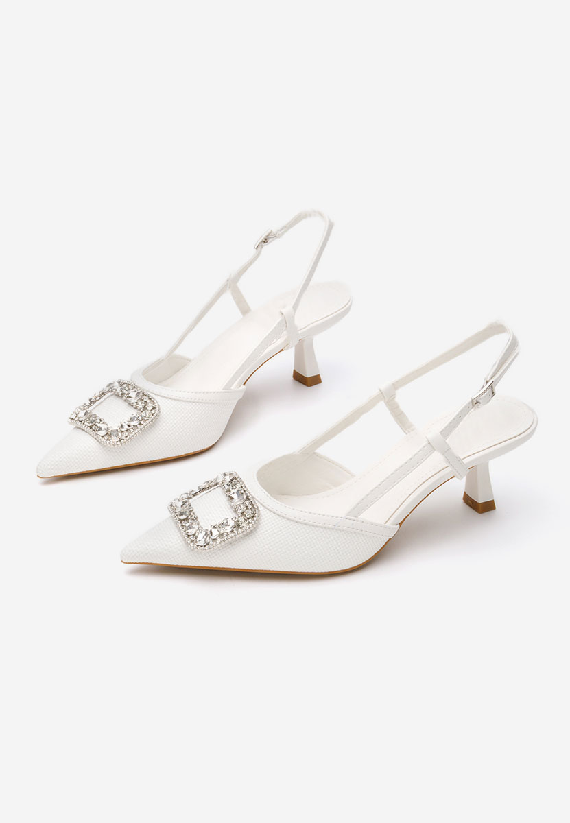 Pantofi slingback Kristenys albi