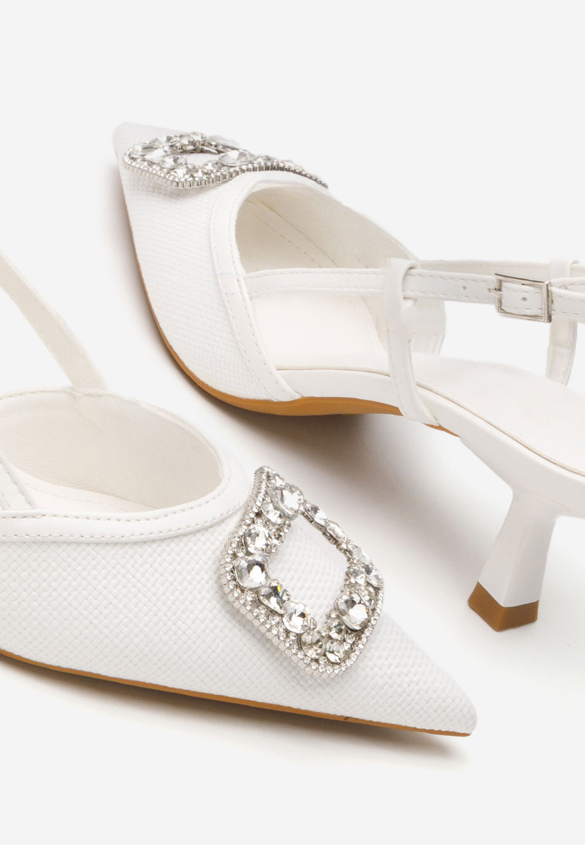 Pantofi slingback Kristenys albi