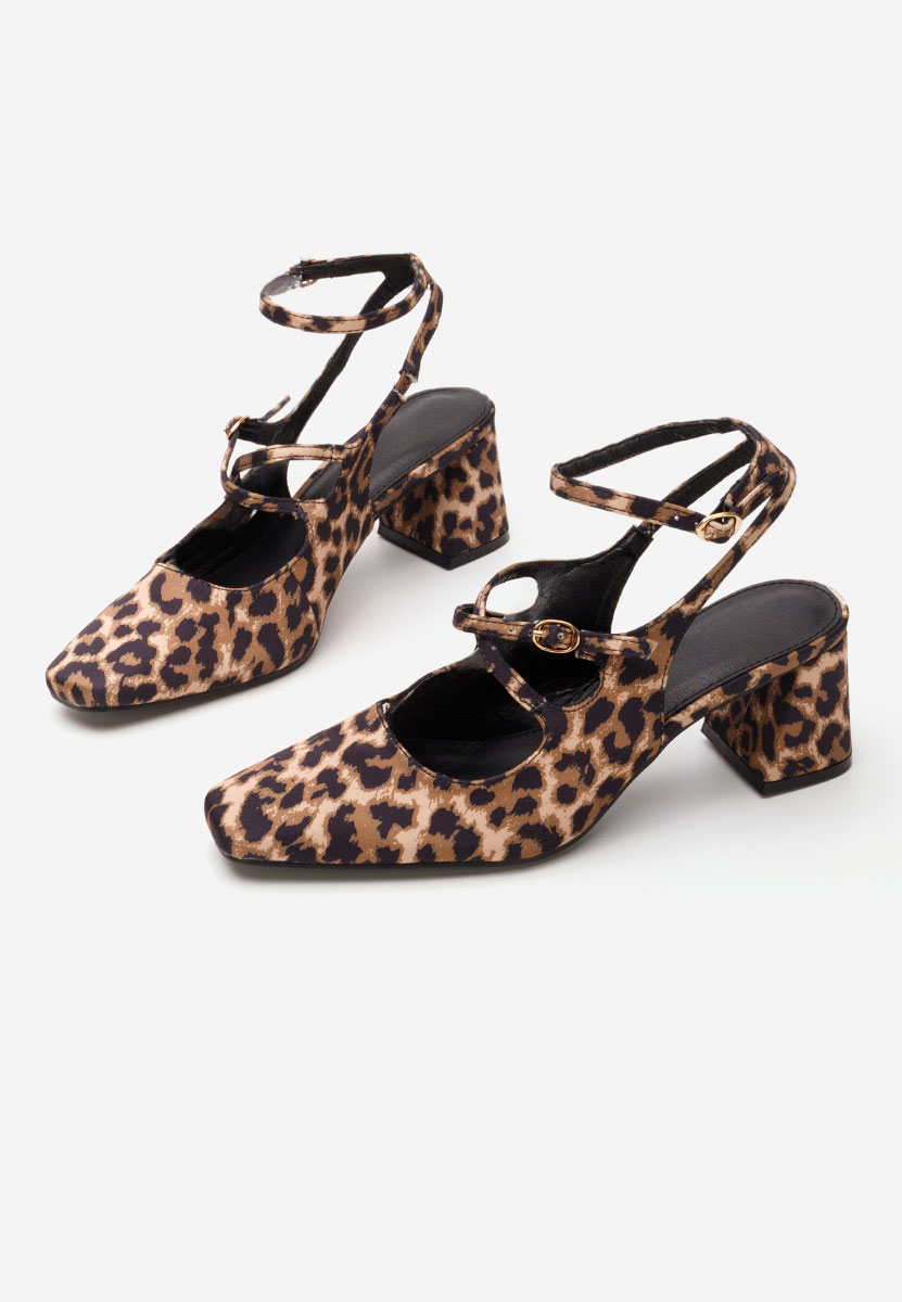 Pantofi cu toc gros Ada leopard