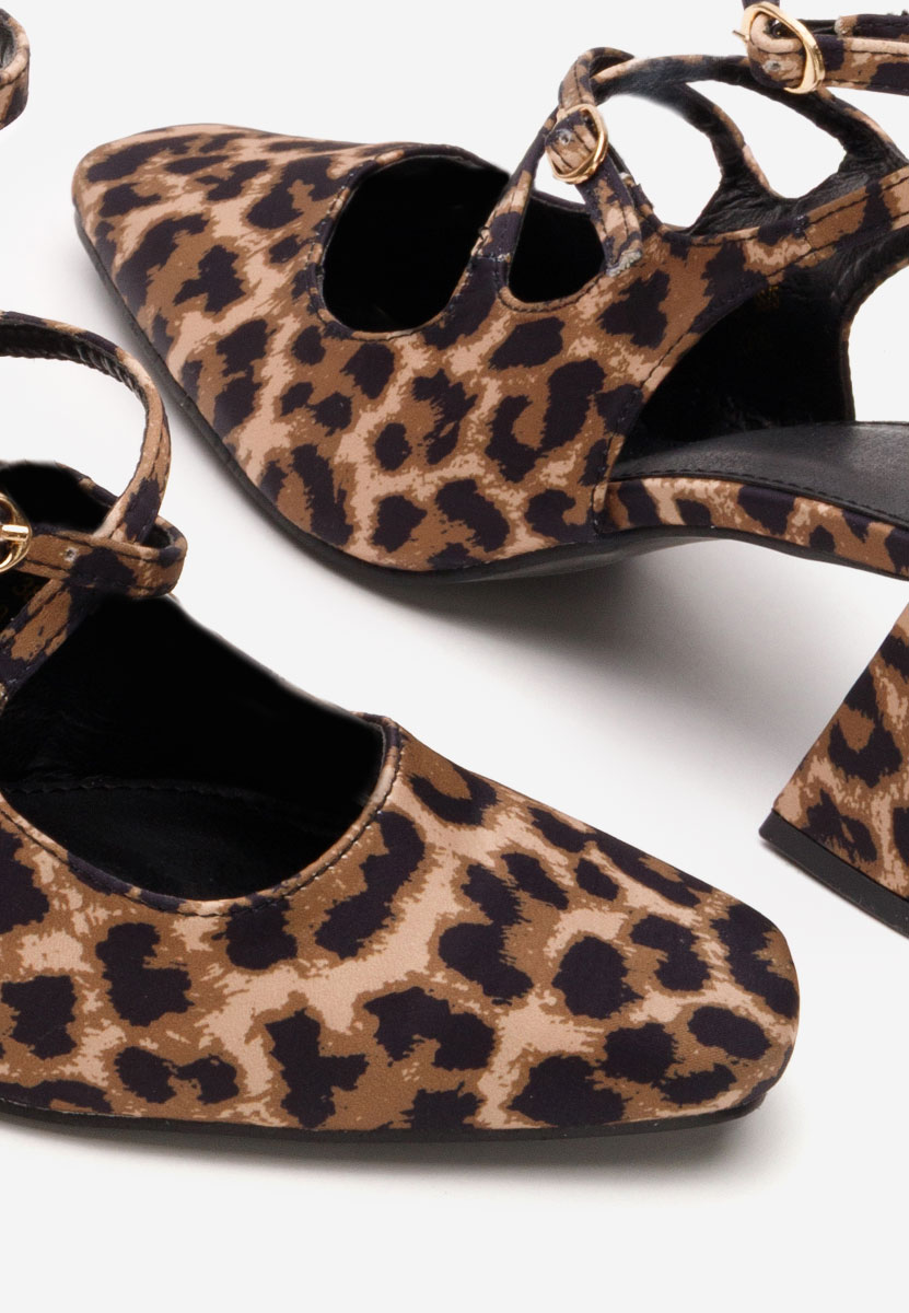 Pantofi cu toc gros Ada leopard