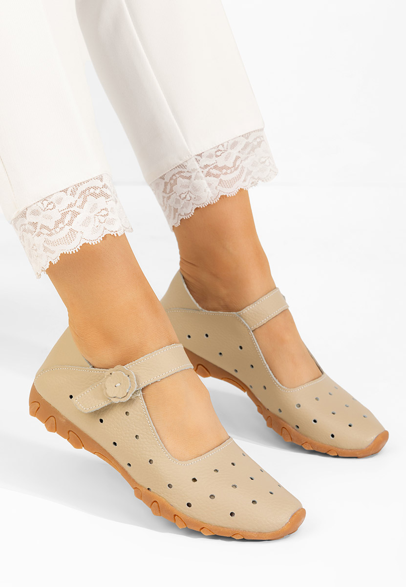 Balerini dama piele Flary bej
