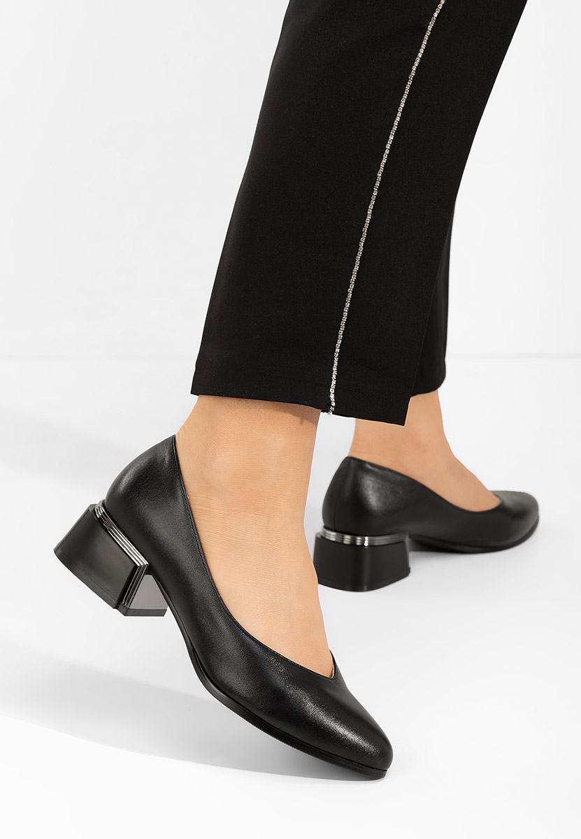Pantofi cu toc gros Meliciana negri