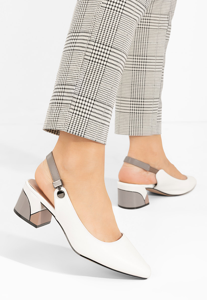 Pantofi slingback Velmiria albi