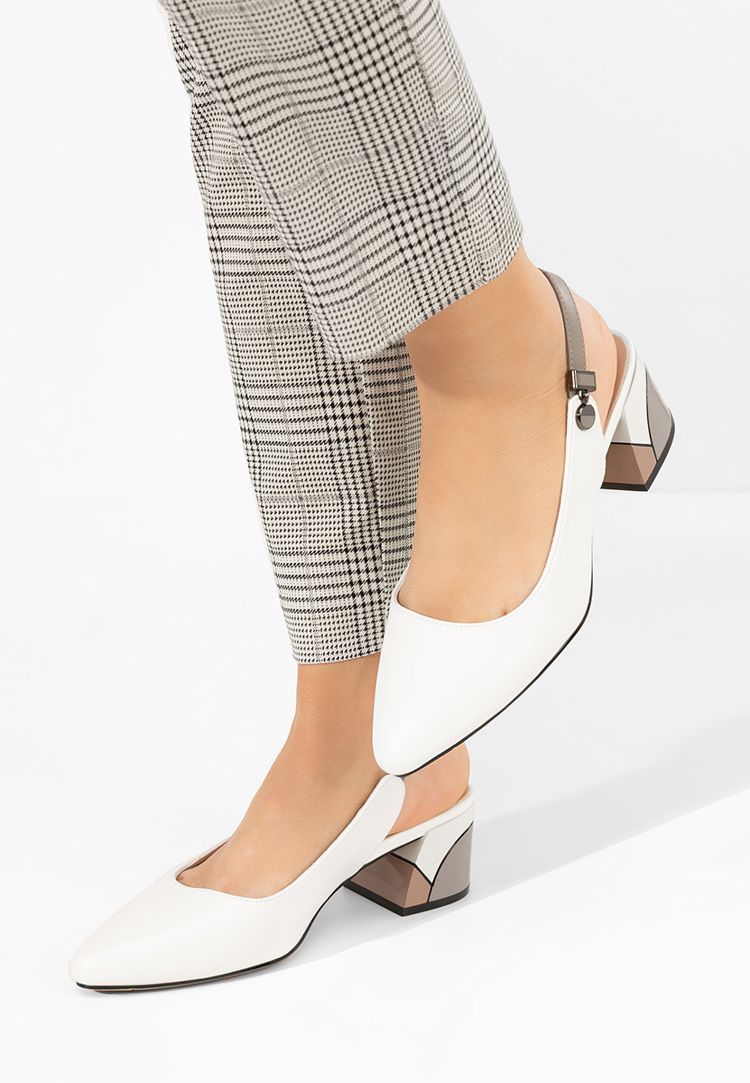 Pantofi slingback Velmiria albi