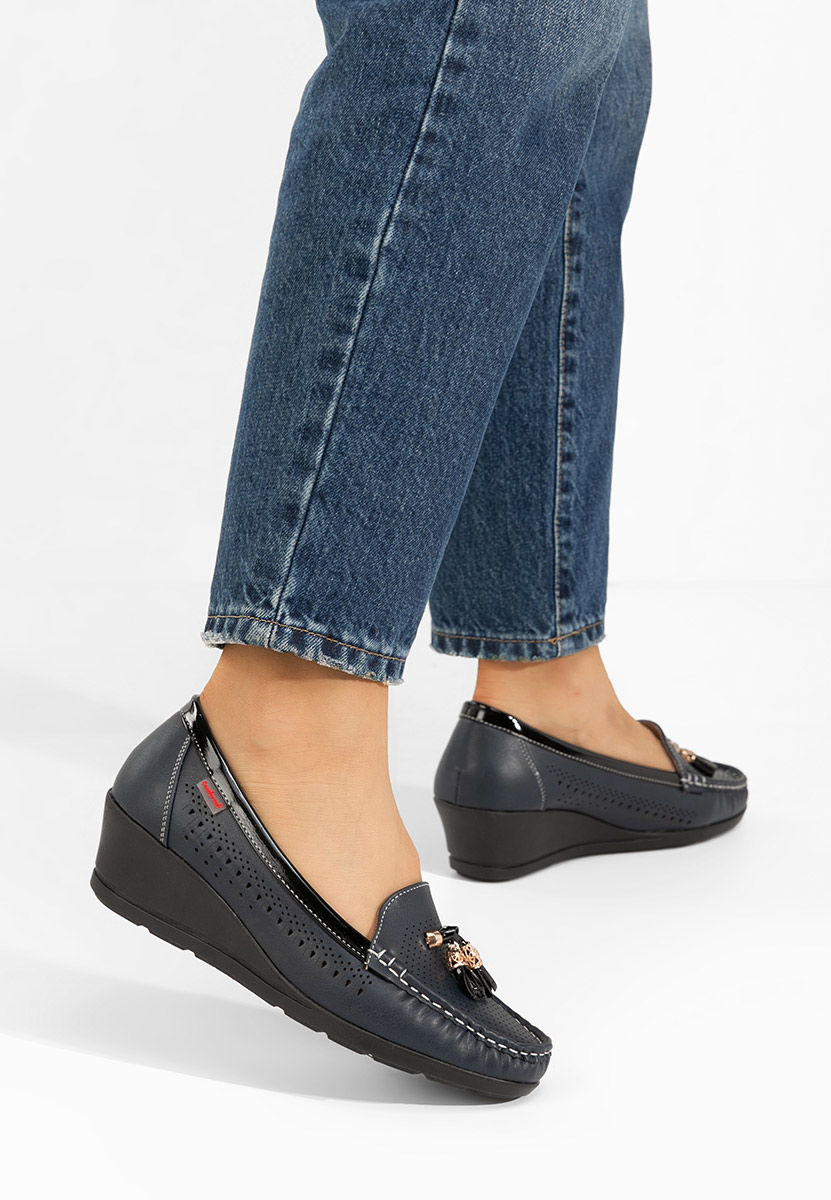 Mocasini cu platforma Evomela navy