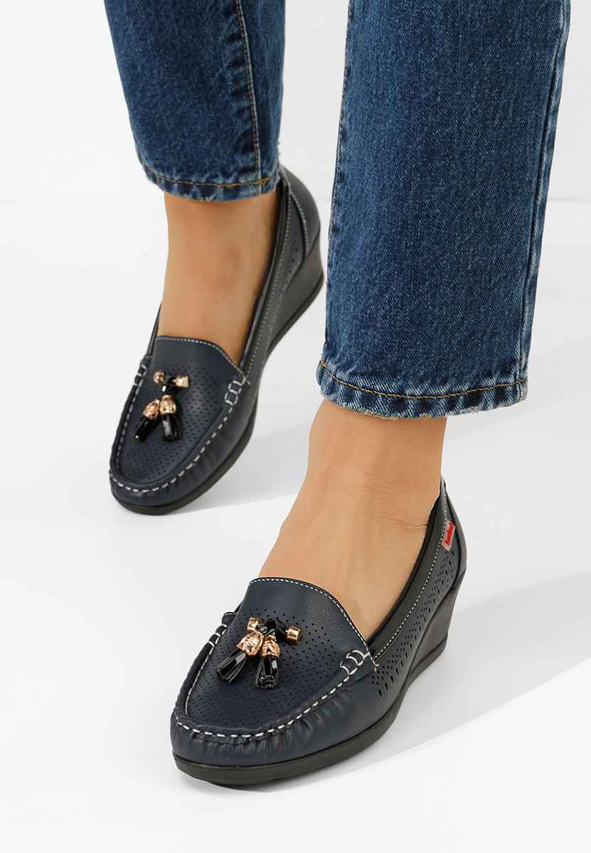 Mocasini cu platforma Evomela navy